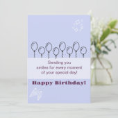 Invitation Carton d'invitation pour un anniversaire bleu (Debout devant)