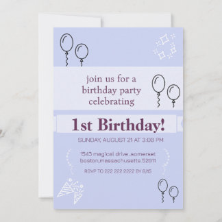 Invitation Carton d'invitation pour un anniversaire bleu