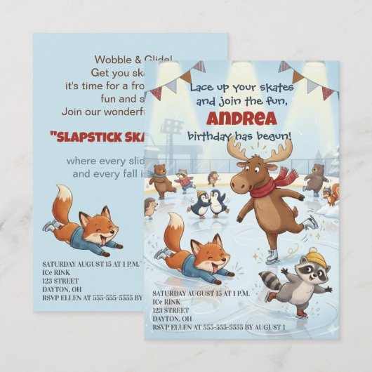 Invitation Carton d'invitation pour un anniversaire de patina (Devant / Derrière)