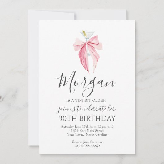 Invitation Carton d'invitation pour un Martini "PINK bow A Ti (Devant)