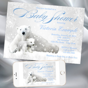 Invitation Carton d'invitation pour une baby shower d'hiver p