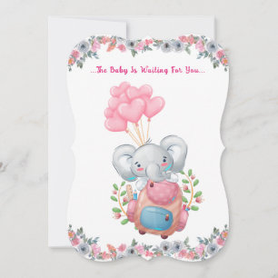 Invitation Carton d'invitation pour une baby shower éléphant