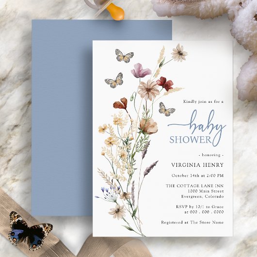 Invitation Carton d'invitation pour une Baby Shower Papillon