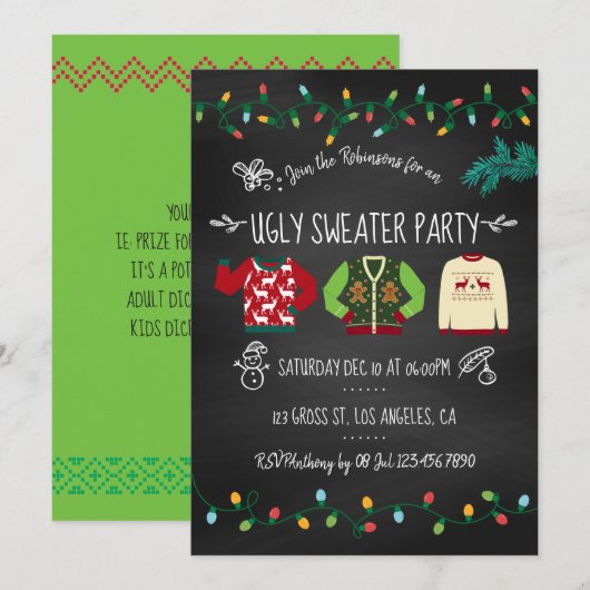 Invitation Carton d'invitation pour une fête de Noël avec un (Devant / Derrière)