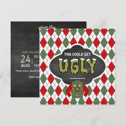 Invitation Carton d'invitation pour une fête de Noël avec un (Devant / Derrière)