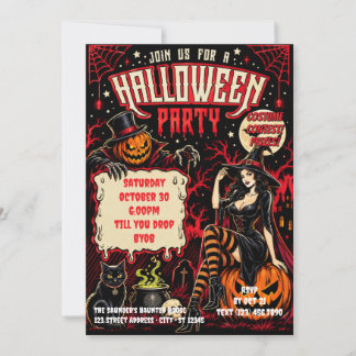 Invitation Carton d'invitation pour une fête Halloween avec u