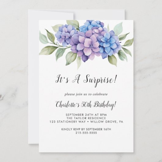 Invitation Carton d'invitation pour une fête surprise aux fle (Devant)