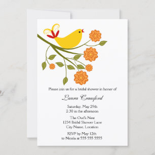 Invitation Carton d'invitation pour une noce thème Oiseau cha