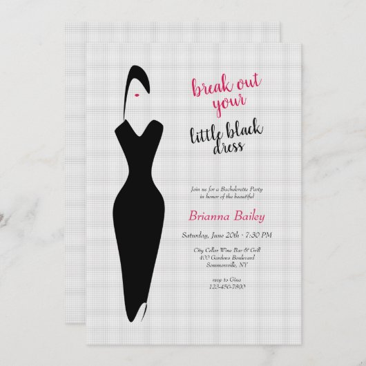 Invitation Carton d'invitation pour une soirée en petite robe (Devant / Derrière)