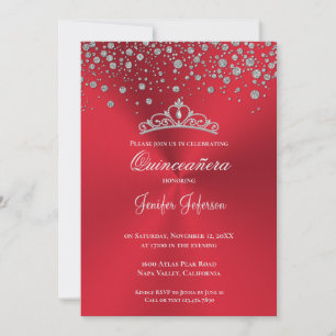 Invitation Carton d'invitation Quinceanera argent pailleté
