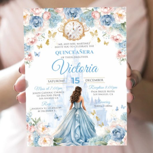 Invitation Carton d'invitation Quinceañera Cendrillon Robe de