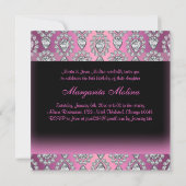 Invitation Carton d'invitation Quinceanera Diamant Rose & Arc (Dos)