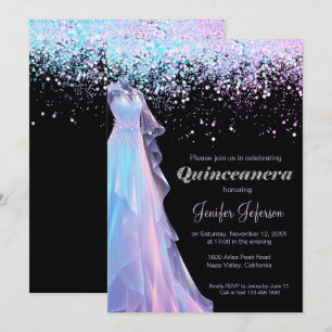 Invitation Carton d'invitation Quinceanera pailleté