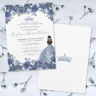 Invitation Carton d'invitation Quinceanera robe bleu bébé