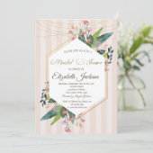 Invitation Carton d'invitation rayé à cadre floral pour une s (Debout devant)