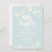 Invitation Carton d'invitation rétro bébé naissance bleu clai (Devant)