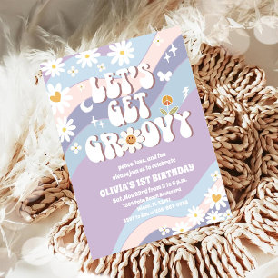 Invitation Carton d'invitation rétro funky pour un premier an