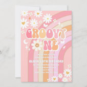 Invitation Carton d'invitation rétro Groovy Daisy pour un ann (Devant)