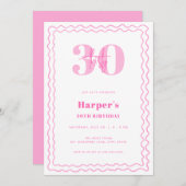 Invitation Carton d'invitation rose à motif ondulé pour l'ann (Devant / Derrière)
