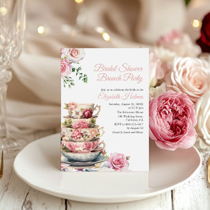Invitation Carton d'invitation rose blush pour un déjeuner de