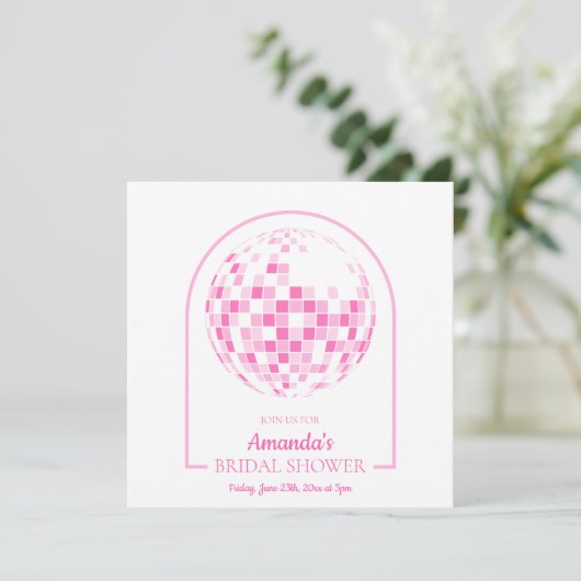 Invitation Carton d'invitation rose clair de boum disco pour (Debout devant)