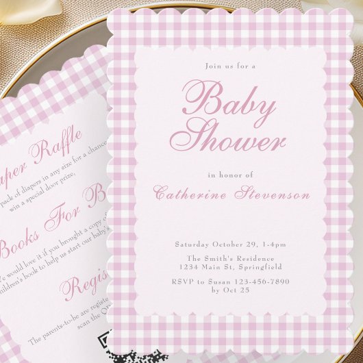 Invitation Carton d'invitation rose double face pour une baby