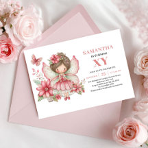Carton d'invitation Rose Foncé pour l'anniversaire