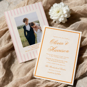 Invitation Carton d'invitation Rose Orange Teintes du Coucher