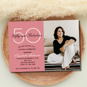 Invitation Carton d'invitation rose pour 50 ans et merveilleu