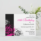 Invitation Carton d'invitation Rose pour anniversaire (Debout devant)