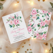 Invitation Carton d'invitation rose pour Baby Shower