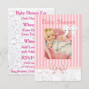 Invitation Carton d'invitation rose pour Baby Shower fille en