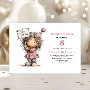 Invitation Carton d'invitation rose pour les 10 ans d'une ado