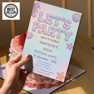 Invitation carton d'invitation rose pour les 12 ans des fille