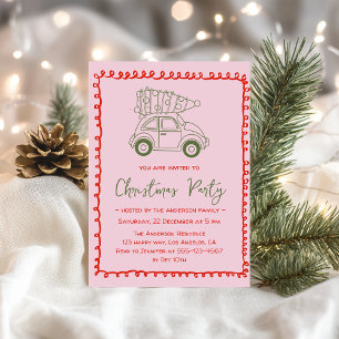 Invitation Carton d'invitation rose pour une fête de Noël ave