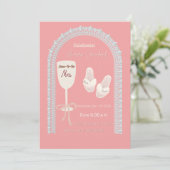 Invitation Carton d'invitation rose pour une fête prénuptiale (Debout devant)