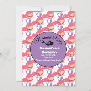 Invitation Carton d'invitation rose pour une soirée Sirène Vi