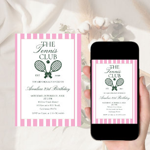 Invitation Carton d'invitation rose Tennis Green pour un anni