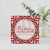 Invitation Carton d'invitation rouge et blanc pour célébratio (Debout devant)