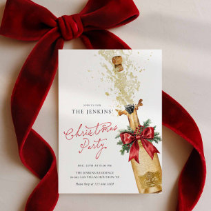 Invitation Carton d'invitation rouge pour la fête de Noël de