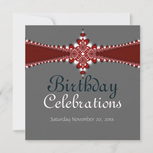 Invitation Carton d'invitation Royal Rouge Argent pour une Gr (Devant)