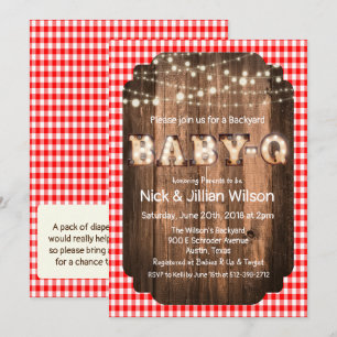 Invitation Carton d'invitation Rustic Baby Q BBQ pour la baby