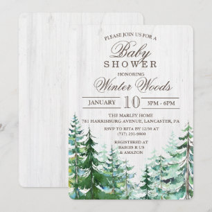 Invitation Carton d'invitation Rustique en Bois pour Baby Sho