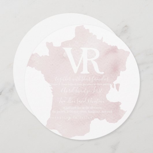 Invitation Carton d'invitation silhouette de la France (Devant / Derrière)