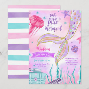 Invitation Carton d'invitation Sirène à l'aquarelle