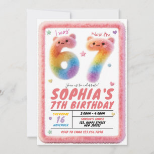Invitation Carton d'invitation Six Seven Fluffy Fur pour anni