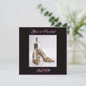 Invitation Carton d'invitation Square Léopard, vous êtes invi (Debout devant)