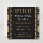 Invitation Carton d'invitation Squaz ArtDeco Noir Or Soirée C (Dos)