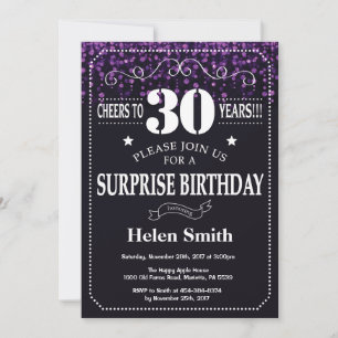 Invitation Carton d'invitation surprise 30 ans avec paillette