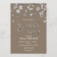 Carton d'invitation Taupe Argent Paillettes pour u